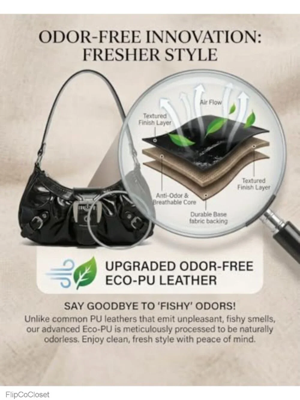 Odorless PU Leather Y2K Goth Punk Hobo Shoulder Bag